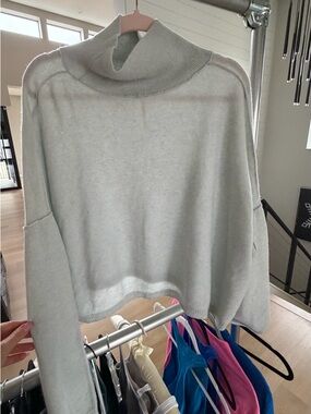 Free People Light blue/Gray so low/so high Turtleneck Boxy cashmere sweater